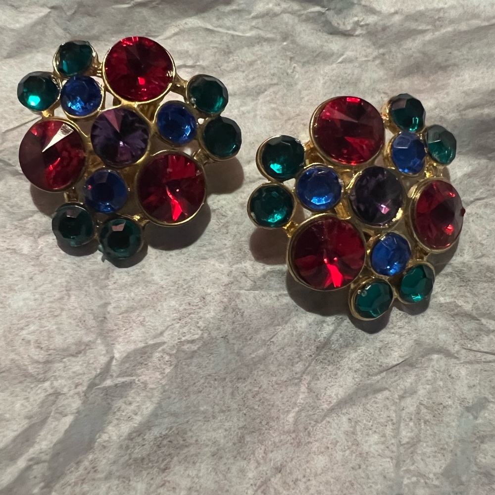 Vibrant Jewel-Toned Cluster Earrings